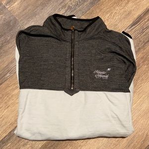 Atlantic National Men's Gray and White Zip Up Sweater